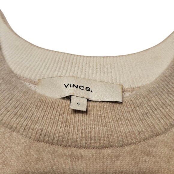 Vince Womens Cashmere Blend Sweater Knit Beige Crewneck Pullover Small S - Picture 5 of 10